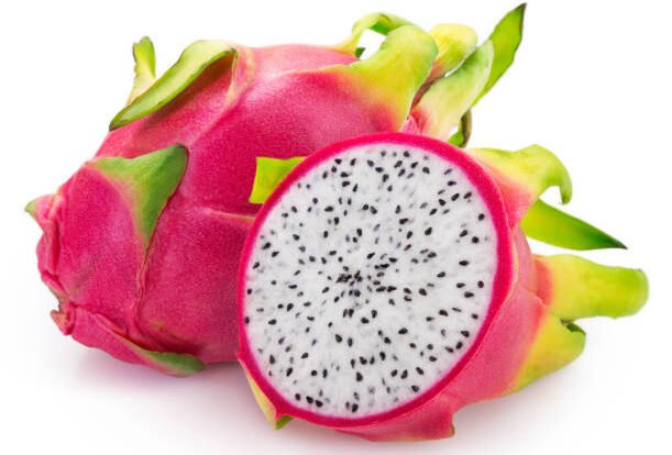 dragon fruit isolated on white background, fresh pitahaya